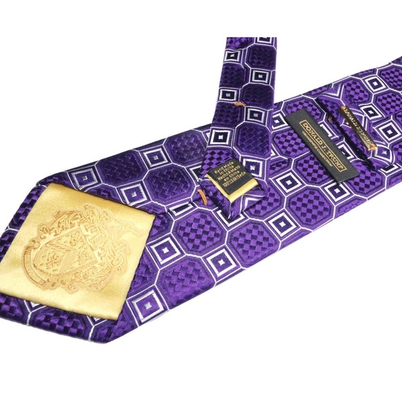 Donald J Trump Signature Collection 100% Silk Geometric Purple Tie 58" x 3.5" - Picture 3 of 4